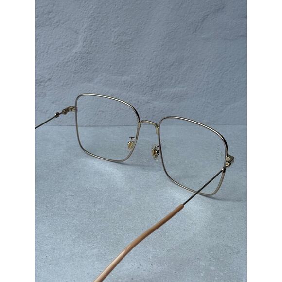 NEW Gucci GG0445O Gold Brown Metal Oversized Square Frames